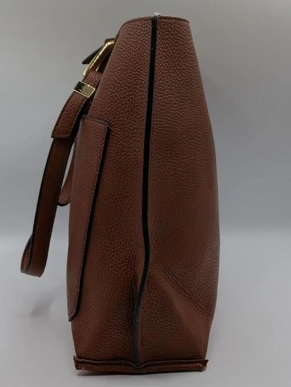 Steve Madden $98 Cognac Brown Donna Double Pocket Faux Leather Floral Lined Tote